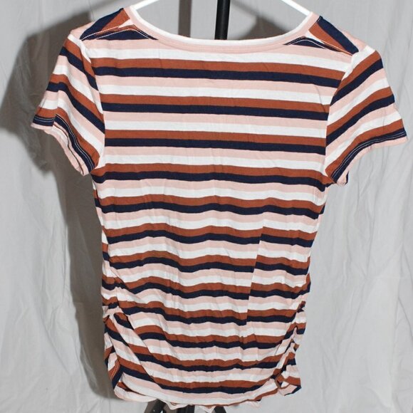 Maternity Small Womens Isabel Maternity Striped Short Sleeve Pregnancy Shirt EUC - Picture 4 of 6